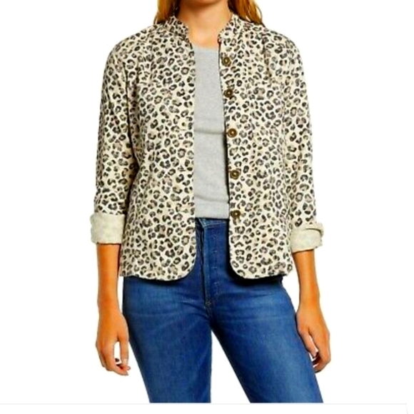 NWT Caslon Leopard Print Button Down‎ Women's Utility Jacket Size XXS - Picture 1 of 11